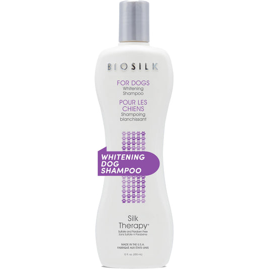 Lavender BioSilk Silk Therapy Whitening Dog Shampoo, Brightening Pet Shampoo with Silk Protein for White and Light Colored Coats, Enhances Shine and Softness, pH Balanced Dog Wash, 12 Fl Oz