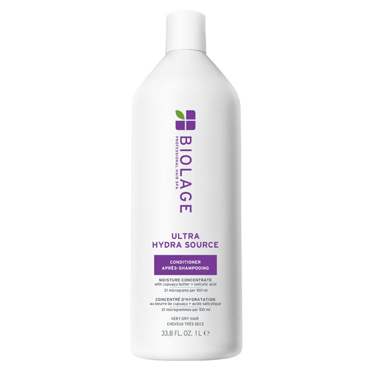 Biolage Ultra Hydra Source Conditioner - Intensely Conditions, For Very Dry, Thick, Coarse Hair, With Micro-dosed with Cupuaçu Butter & Salicylic Acid, 33.8 Fl Oz, Packaging may vary