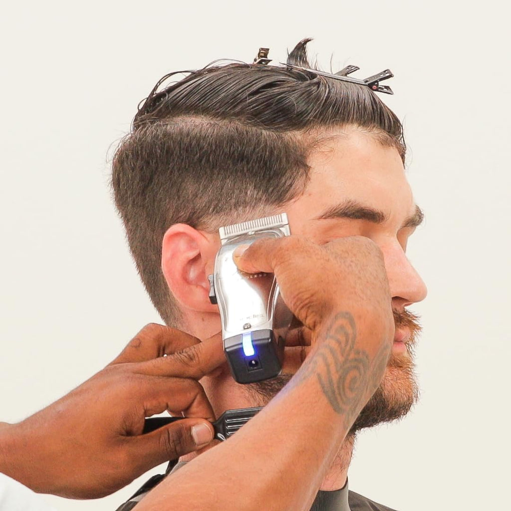 Andis 12660 Professional Master Corded/Cordless Hair Clipper, Adjustable Carbon Steel Blade Hair Clipper for Close Cutting, Silver