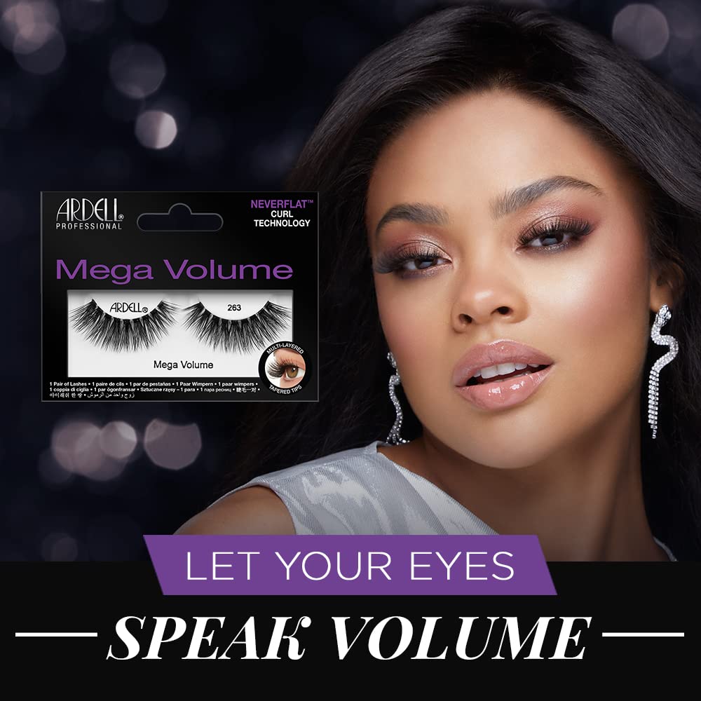 Ardell Mega Volume Eyelashes 263 – Double Up Lashes, Feathery Soft for Dramatic Eye Look, 1 Pair