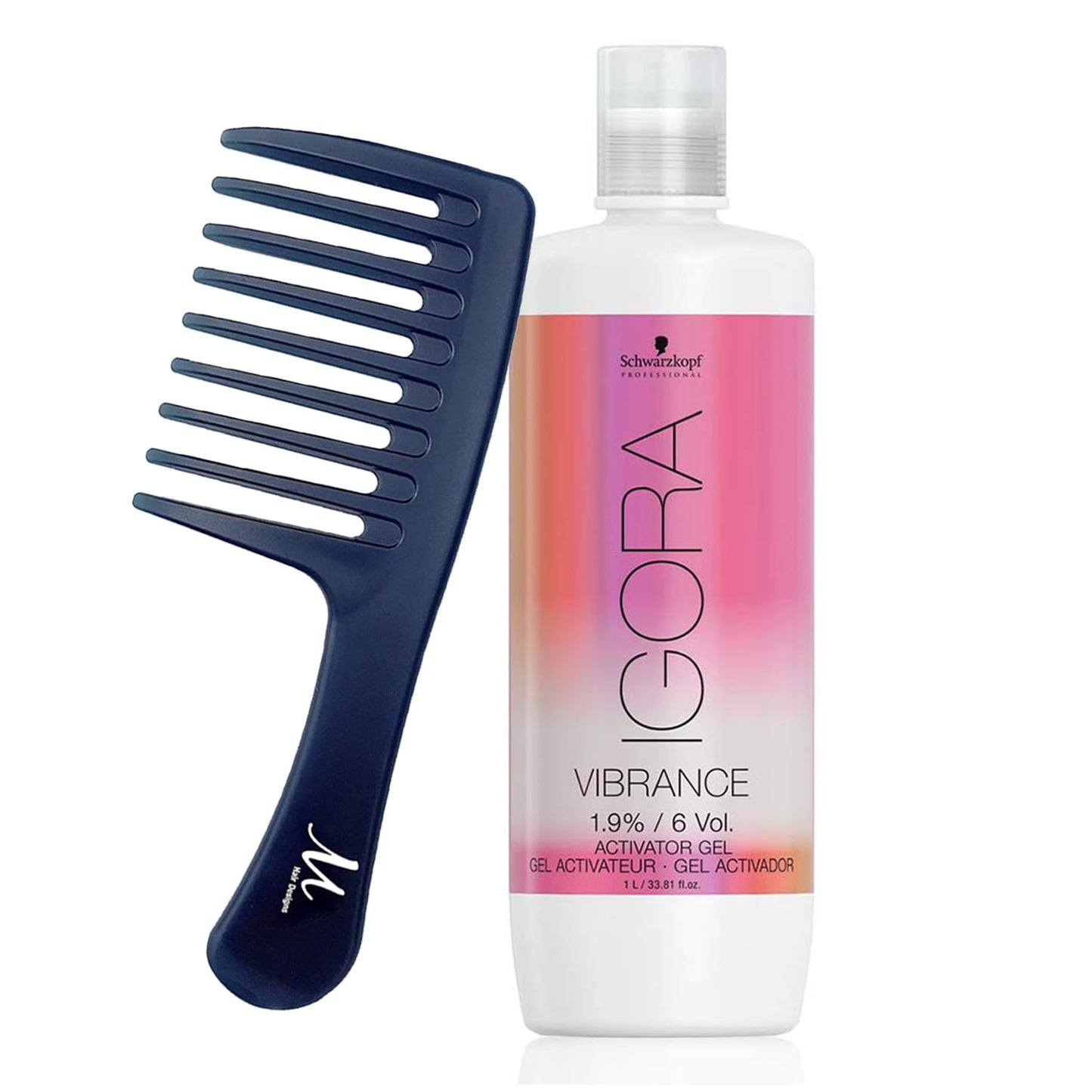 Igora Vibrance 1.9% / 6 Volume Activator Gel 1000 ml 和 M Hair Designs 顺发梳（2 件套装）