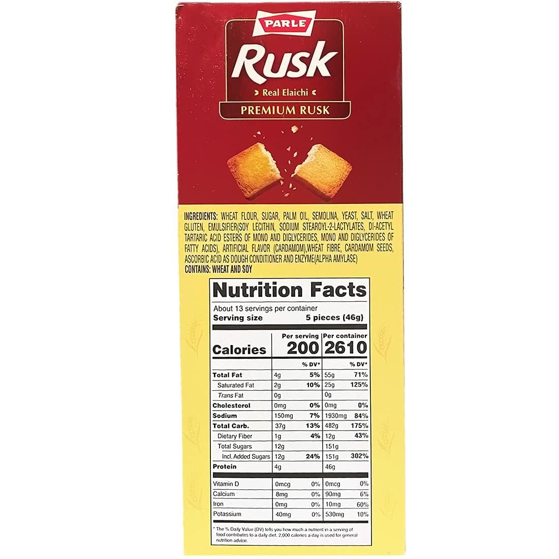 Snack croustillant Parle Cardamom Elaichi Rusk (600 grammes / 21,16 oz)