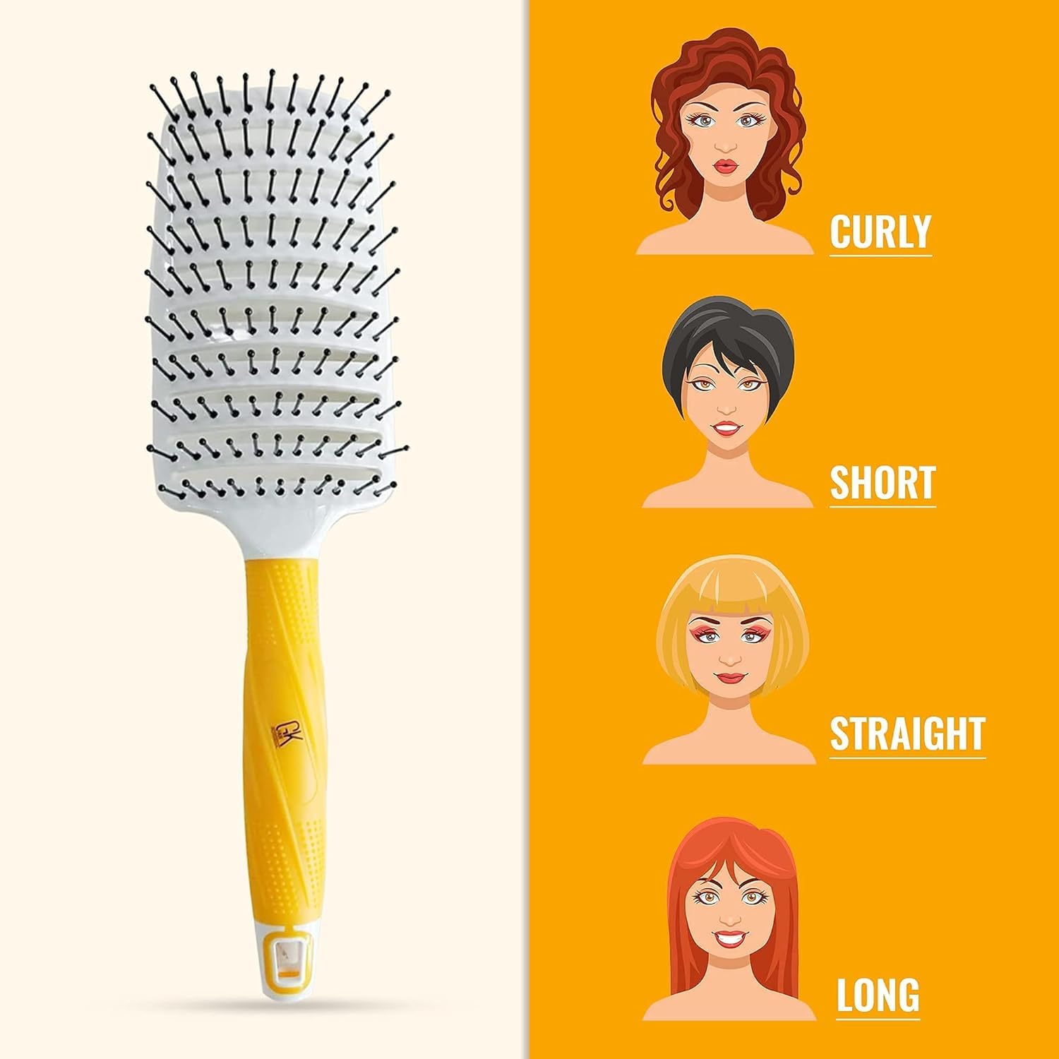 GK HAIR Global Keratin Professional Curved Vented Brush 2.5 Inch for Blow Drying Styling Detangling Vent Brush with Pin Bristles & Non Slip Grip for Long Curly Tangled Straight & Thick Hair - Unisex