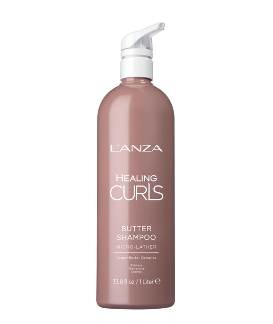 L'ANZA Healing Curls Butter Shampoo - Curly Hair Shampoo for a Creamy, Color-Safe Cleanse and Refreshed Curls - Paraben and Sulphate Free Shampoo (33.8 Fl Oz)