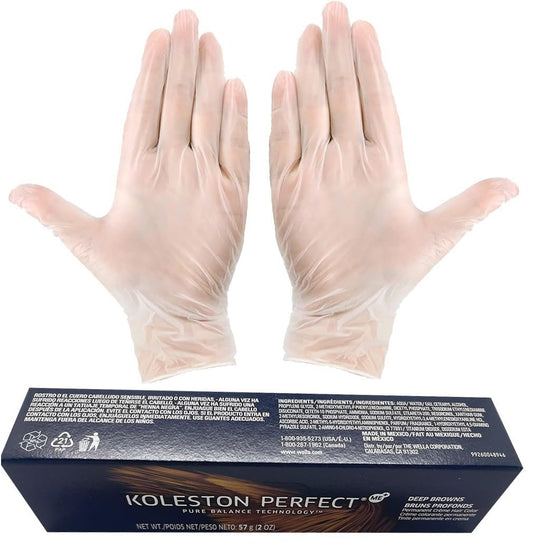 Koleston Perfect 7/71 Medium Blonde/Brown Ash Hair Color | Koleston Perfect ME+ Permanent Hair Dye 2oz and Pair of Vinyl Gloves Powdered Clear Medium (Bundle)