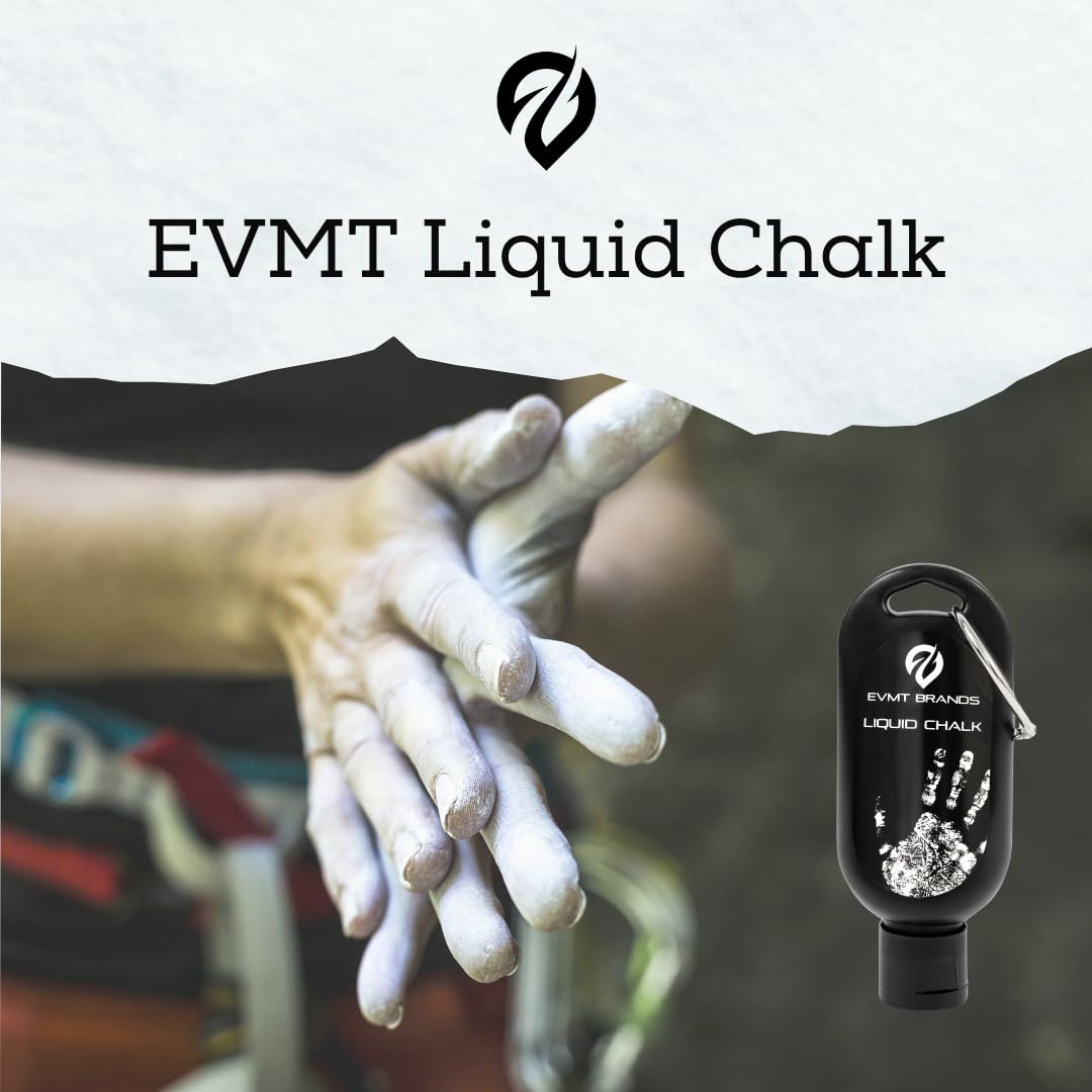 EVMT Brands Liquid Chalk, Mess-Free Gym Chalk for Weightlifting, Gymnastics, Rock Climbing, Dancing. Sweat-Resistant and Long Lasting for Stronger Grip. Lifting Chalk, Rock Climbing Chalk.