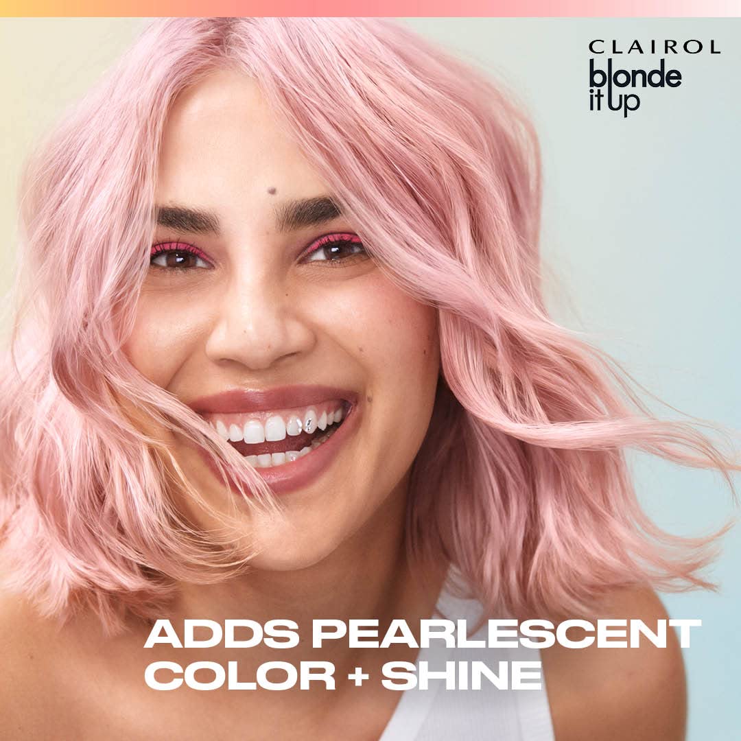 Light Gray Clairol Blonde It Up Crystal Glow Toners Demi-Permanent Hair Dye, Rose Quartz Hair Color | Ammonia Free | Add Pearlescent Tones to Pre-Lightened Shades | Neutralizes Warmth | Pack of 1