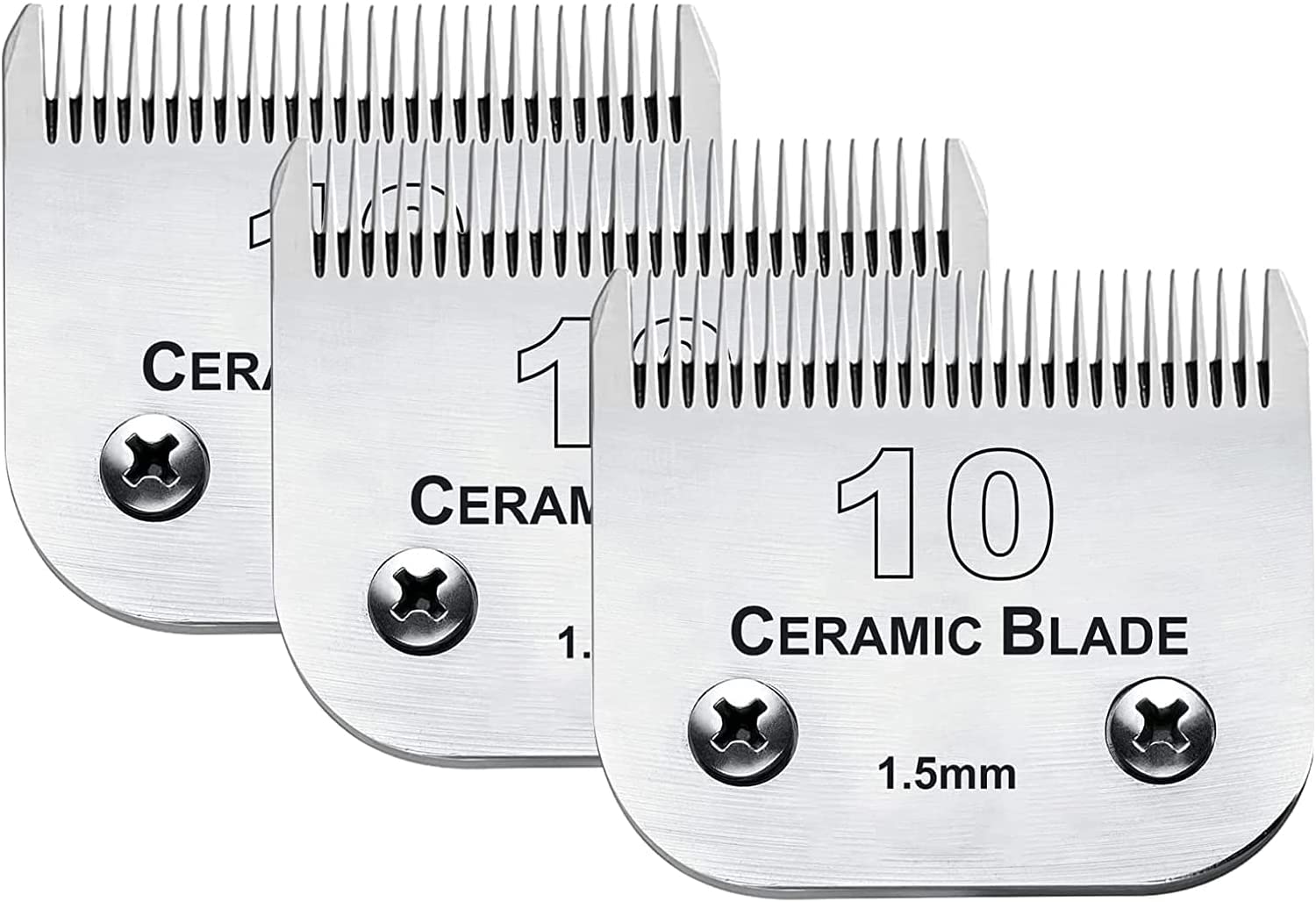 White Smoke 3 Pack 10 Blade Dog Grooming Blades Compatible with Andis Clippers/Oster A5/Wahl KM,Detachable Stainless Steel Blade,Size-10, 1/16-Inch Cut Length