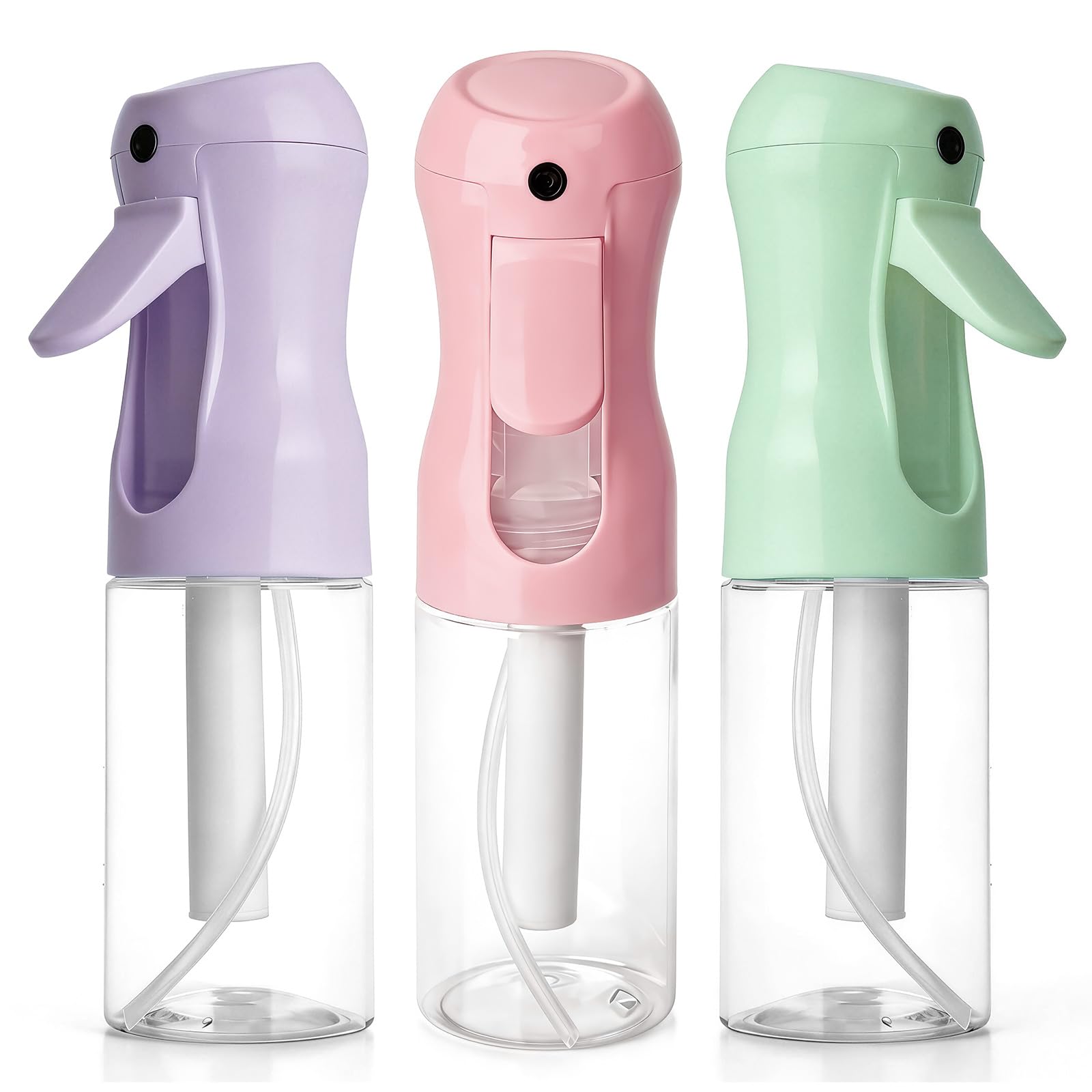 RMNJPW 3Pcs Continuous Spray Bottles For Hair,Ultra Fine Mister for Hair Styling, Plants, Cleaning, Salon, Misting & Skin Care（200ml/6.8oz Green+Pink+Purple）