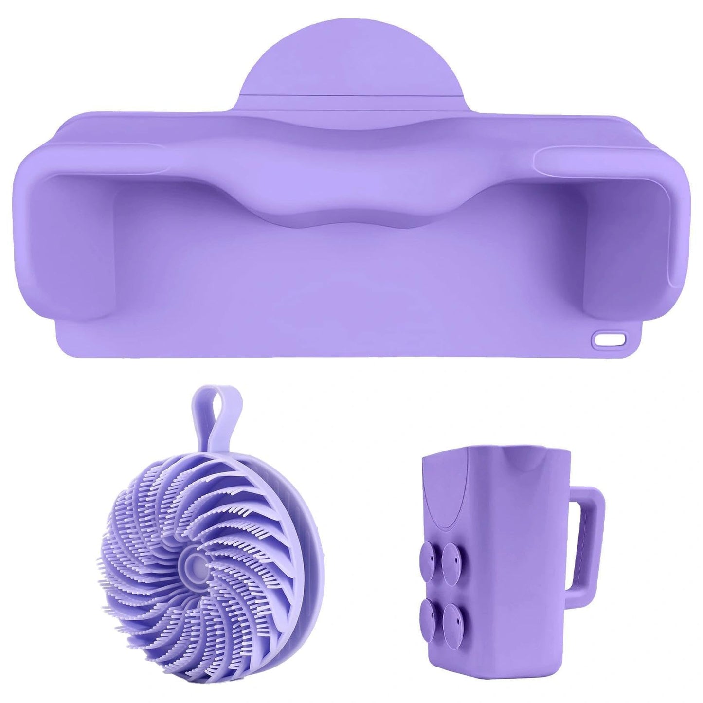 nestery Hair Washing Station for Kids, Silicone Portable Shampoo Bowl and Elderly with Rinse Cup & Scalp Massager, Hair Washing Basin for Sink or Bathtub at Home with Neck Support Purple