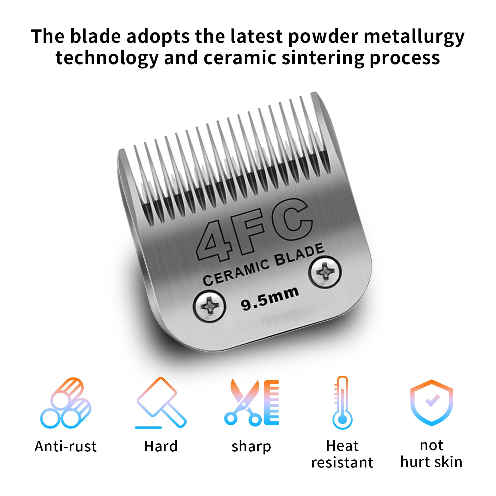 DODAER 3 Pack 4FC Detachable Pet Dog Grooming Ceramic Blades,Compatible with Andis,Oster A5,Wahl KM-10 Series,Size 4FC Blade 3/8-Inch 9.5MM Cut Length