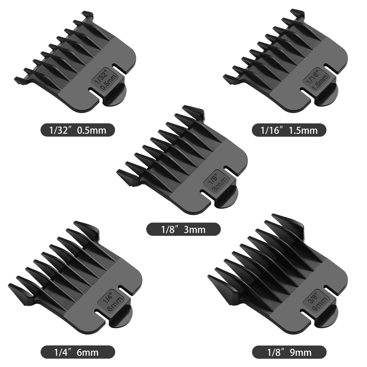 White Smoke 5 Pack T Outliners Guards Fit for Andis T Outliner Trimmer, Replacement Trimmer Guards Cutting Lengths from 1/32