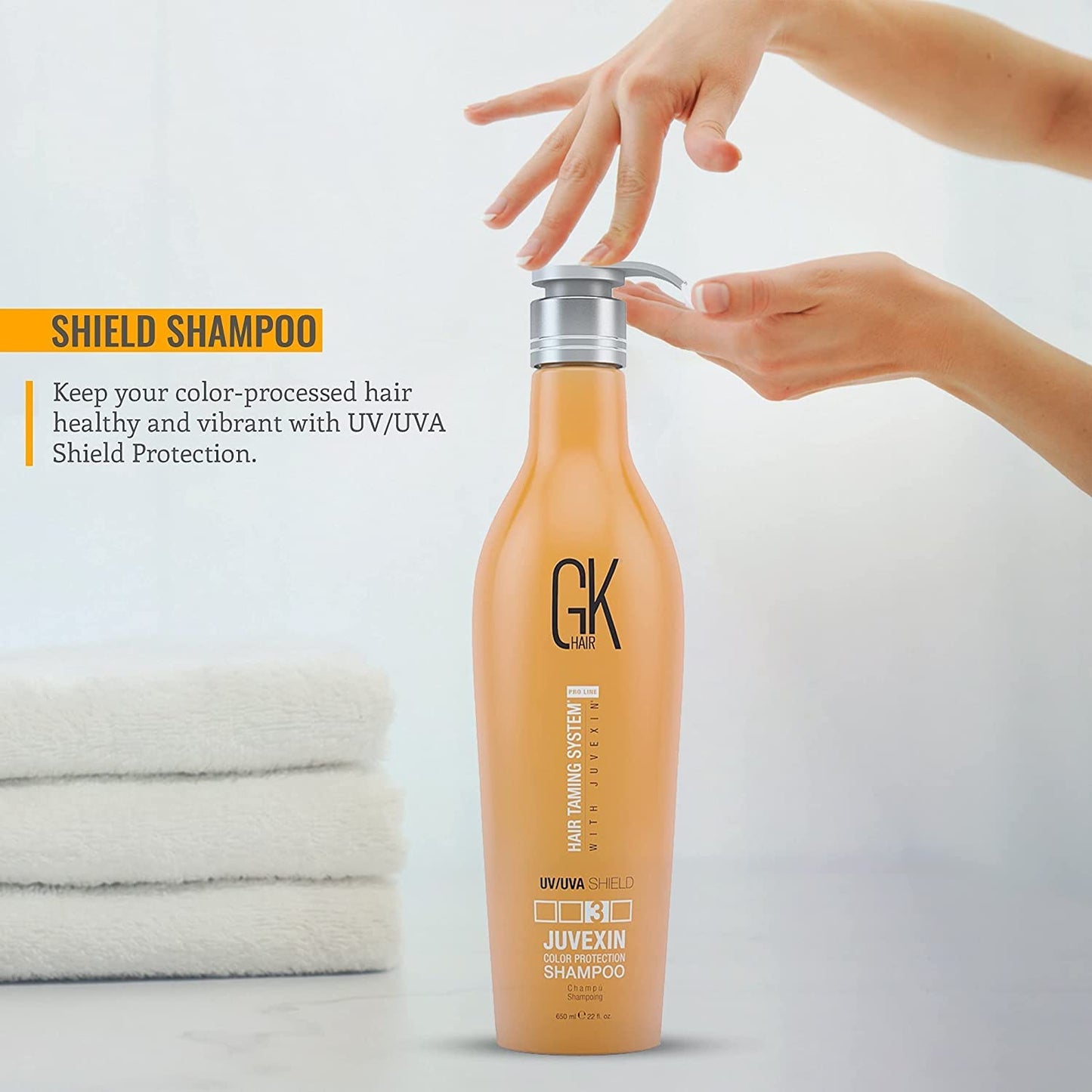 GK HAIR Global Keratin Colored Shield Shampoo (22 Fl Oz/650ml) - Deep Cleansing Moisturizing Heat Protection for Color Treated Dry Damaged Curly Frizzy HAIR - Sulfate Free