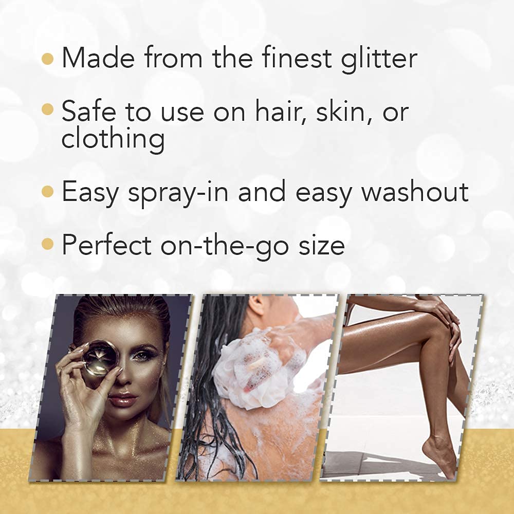 Punky Colour Temporary Hair and Body Glitter Spray, Gold/Silver – Glitters Hairspray, Adds Shimmery Glow, Hair Glitter for Kids, Women, Men, 3.5 oz