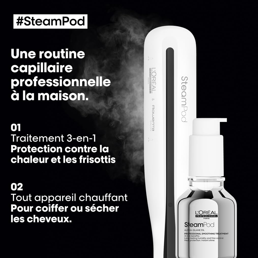 SteamPod 3 - Lisseur Vapeur Professionnel 2-en-1 : Lissage &amp; Wavy, Outil + Soin Lissant Concentré, L'Oréal Professionnel