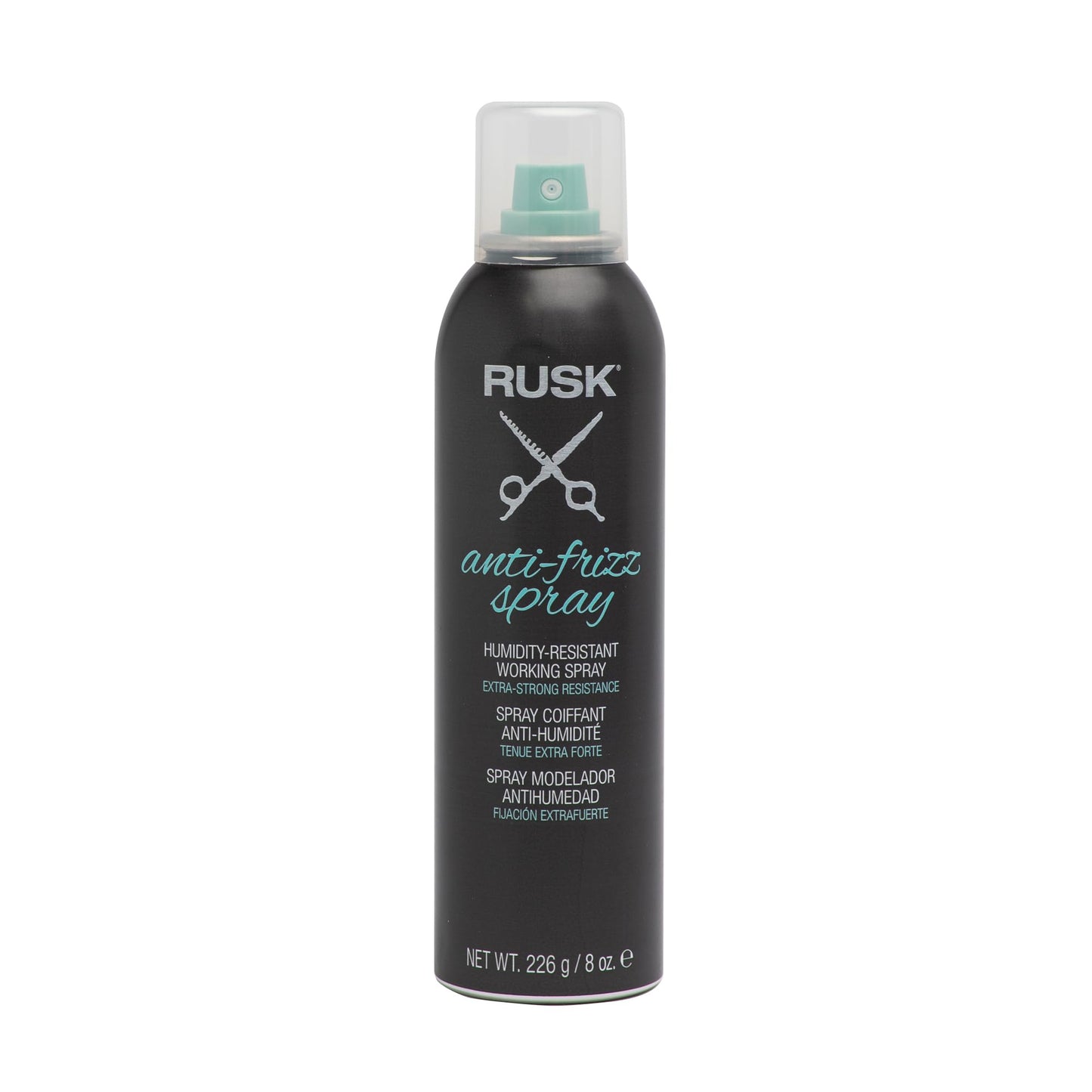 Spray anti-frisottis RUSK, spray de travail résistant à l'humidité, offre un contrôle de la coiffure, une protection de la couleur et renforce les cheveux, 8 oz