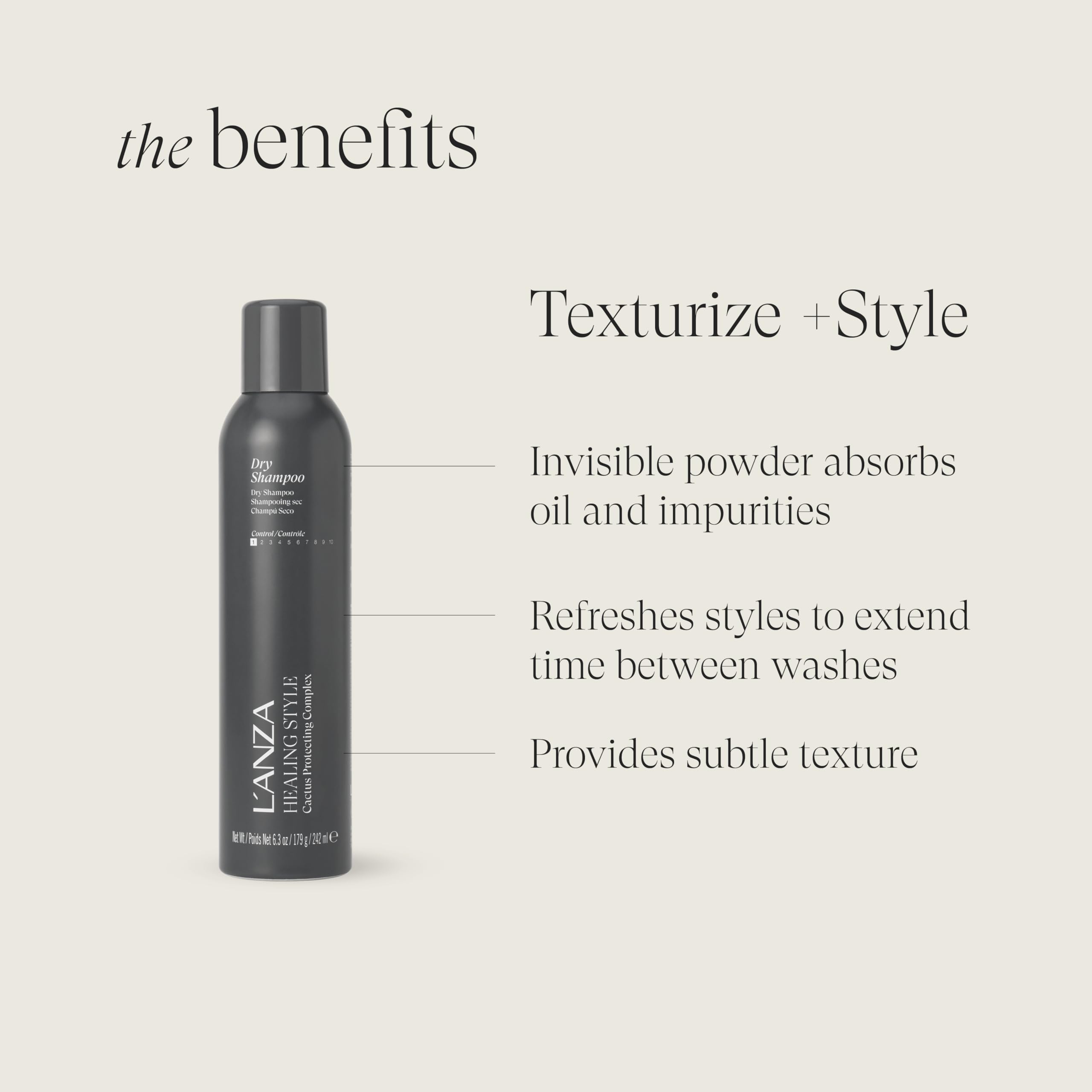 L'ANZA Healing Style Dry Shampoo for Oily Hair, Volume and Fullness Cleansing Hair Volumizer, with Long-lasting Absorption - Refresh & Volumize with No Residue (6.3 Fl Oz)