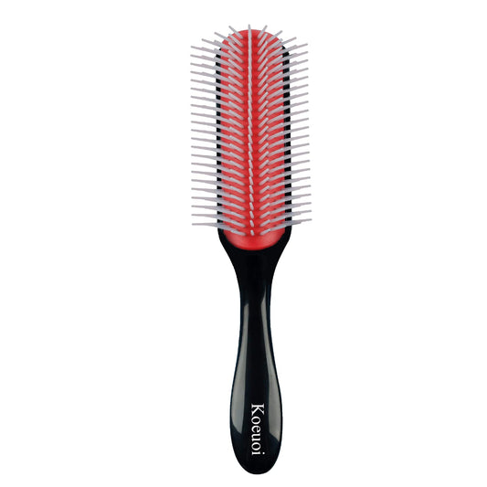 Brosse à cheveux bouclés Koeuoi Classic Styling. Brosse noire à 9 rangs pour démêler, séparer et modeler. Pour femmes et hommes, cheveux secs ou mouillés.