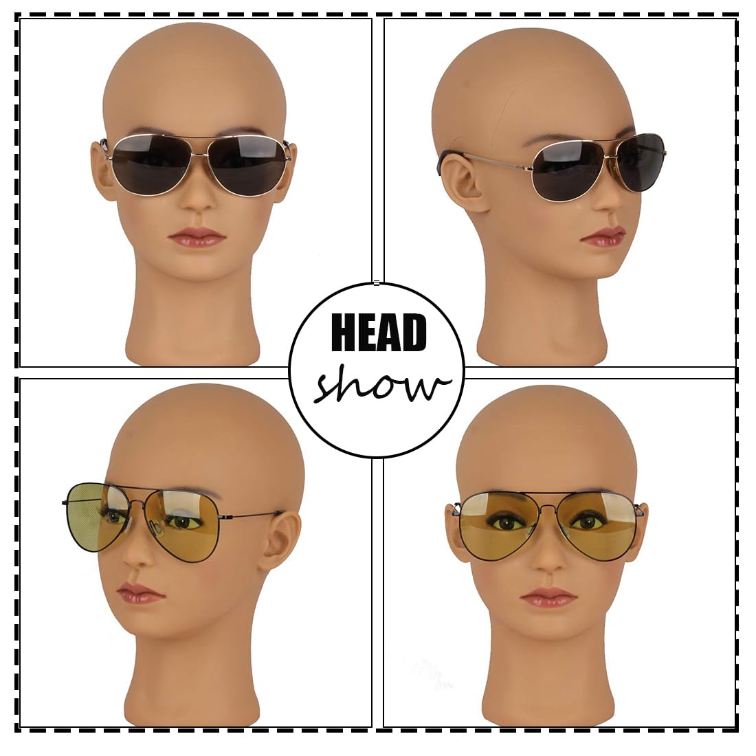 Hairway Female Professional Cosmetology Training Mannequin - Bald Mannequin Head for Wigs Making and Display - With Free T-Pins (Light Brown 21.5 Inch)