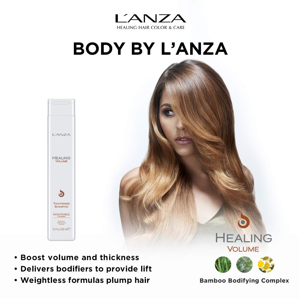 L'ANZA Healing Volume Thickening Shampoo, Boosts Shine, Volume, and Thickness for Fine and Flat Hair, Rich with Bamboo Bodifying Complex and Keratin (33.79 Fl Oz)
