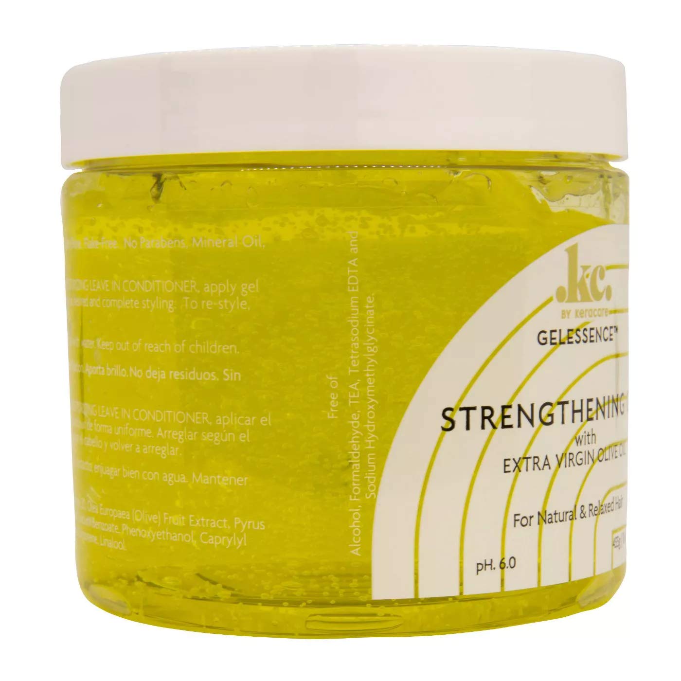 KeraCare GelEssence Strengthening Gel - 16 ounce - with Extra Virgin Olive Oil (EVOO) - Strengthens Hair - Adds Shine - Flake Free - Vegan - Crunch Free