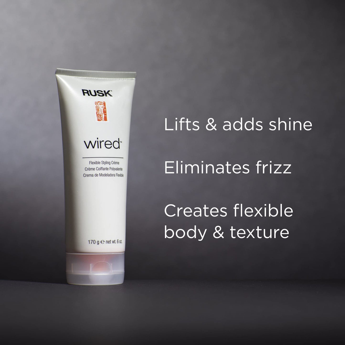 Crème coiffante flexible filaire RUSK Designer Collection, soulève, fait briller et crée un corps doux et défiant la gravité, 6 oz