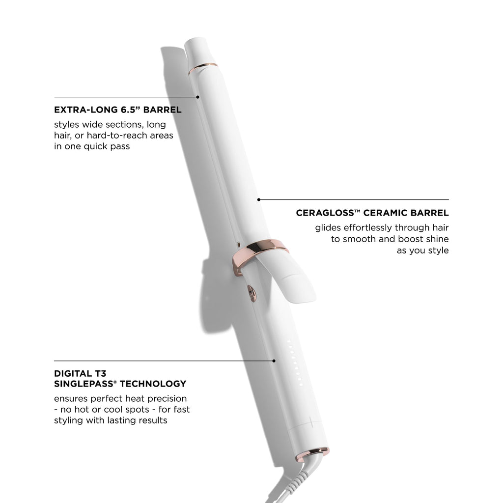 T3 SinglePass Curl X Extra-Long Barrel 1", 1.25", 1.5" Curling Iron with 9 Heat Settings and Ceramic Barrel for Fast Styling and Lasting Results on All Hair Types