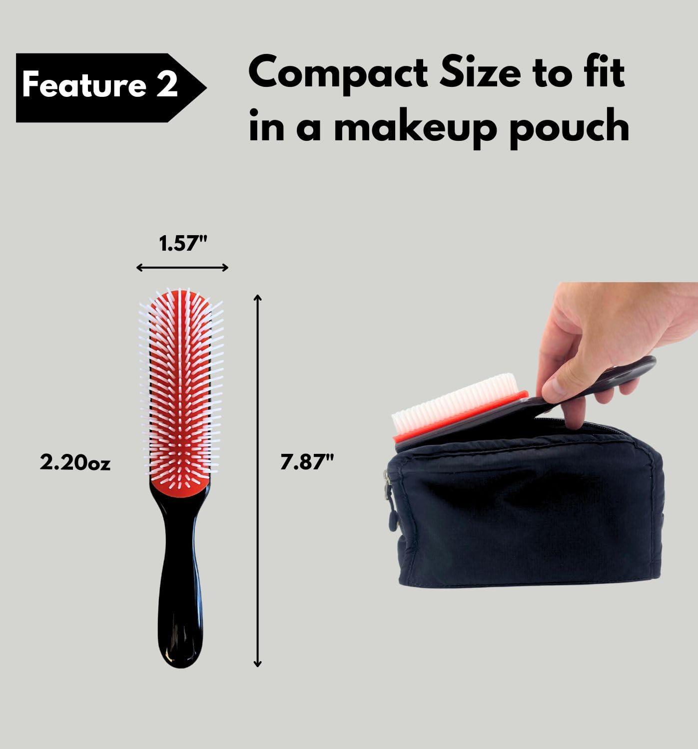 Brosse à cheveux MDSTYLE pour cheveux bouclés, épais, ondulés et frisés - Définition des boucles, démêlage, coiffage, brushing, mise en forme - Brosse démêlante 9 rangs pour femmes et hommes - Sèche ou humide (Noir, petit format, 1 pièce)