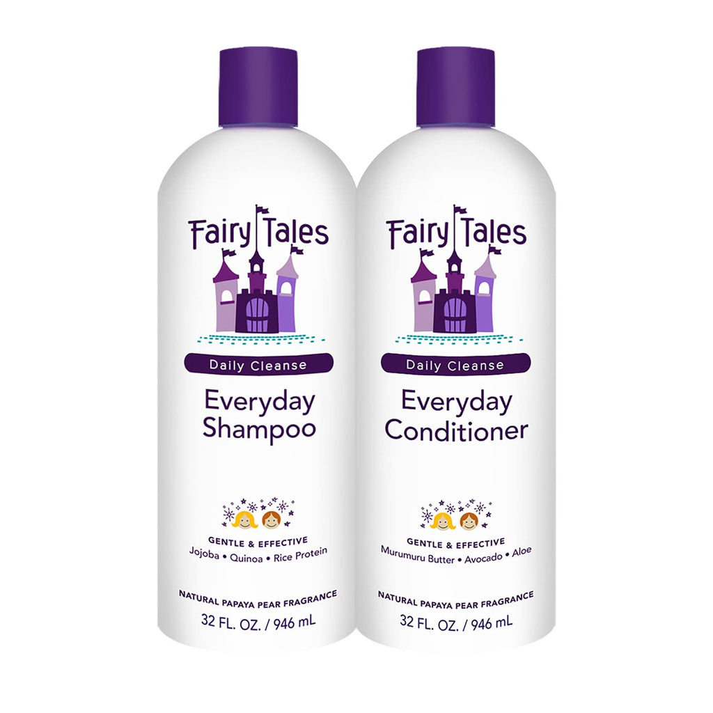 Fairy Tales Daily Cleanse Everyday Kids Shampoo + Conditioner set - Gentle Natural Defining Product, Tangle Free, Moisturizing and Hydrating, Clean + Natural Ingredients - Paraben Free - 32 oz. (2PK)