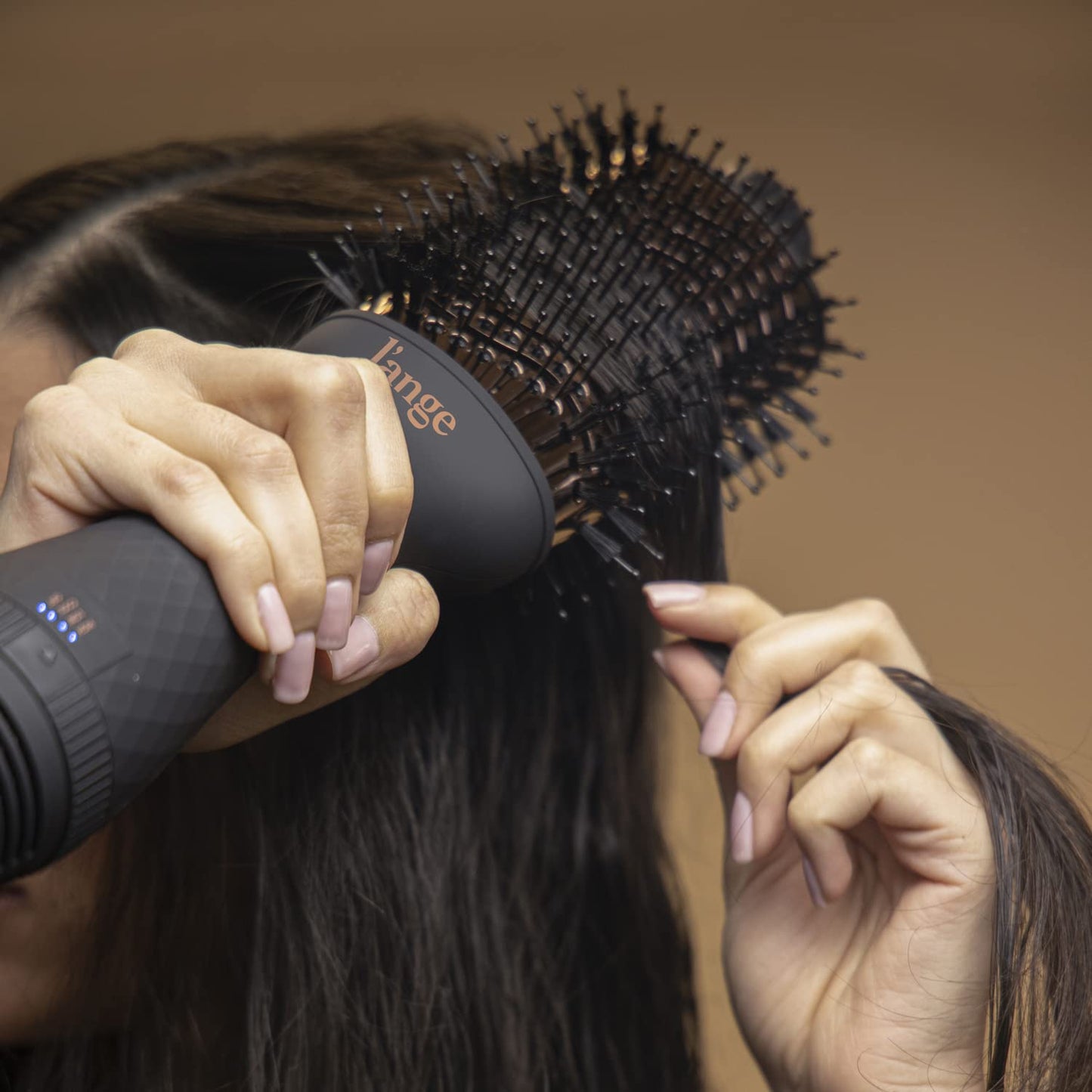 L'ANGE HAIR Le Volume 2-in-1 Titanium Blow Dryer Brush | Hot Air Brush in One with Oval Barrel | Hair Styler for Smooth, Frizz-Free Results for All Hair Types ((Black - 60mm))