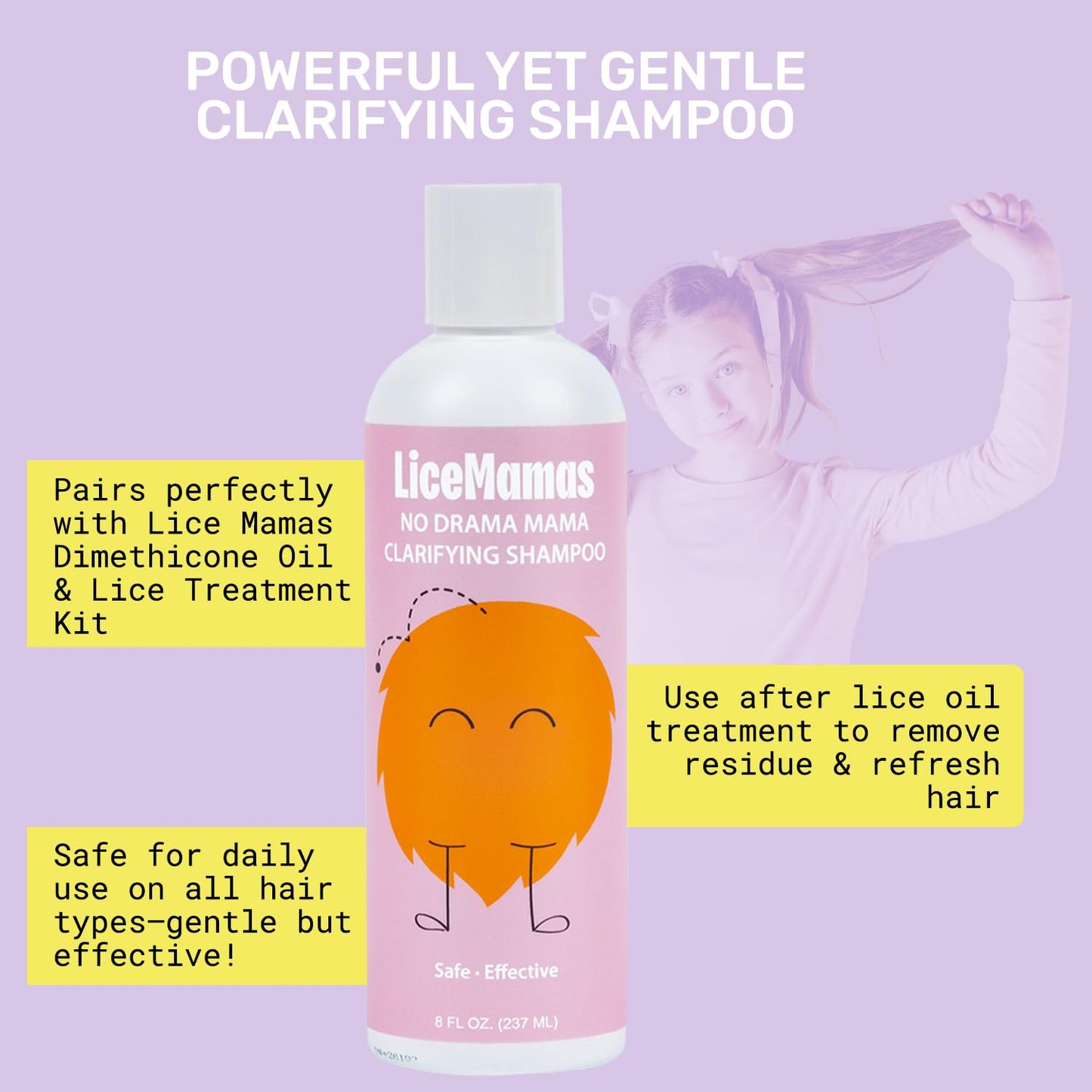 Lice Clarifying Shampoo - Deep Cleansing Anti-Lice Treatment for All Ages, Removes Build-Up & Refreshes Scalp, No Harsh Chemicals, 8 oz