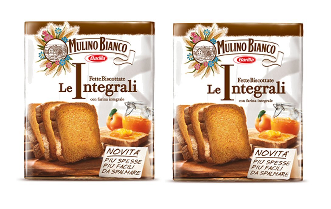White Smoke Mulino Bianco: " Le Integrali " Fette Biscottate 48 count - Rusks integrals. Italian Toast - 16.68 Oz (473g) Pack of 2