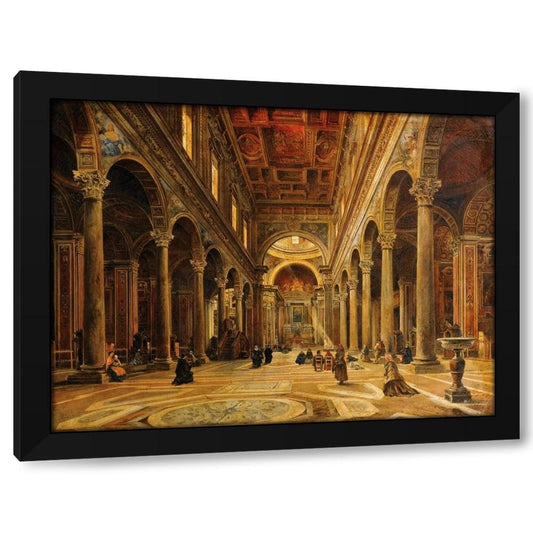 Giovanni Lanza 24x19 Black Modern Framed Art Print Titled: Church Interior