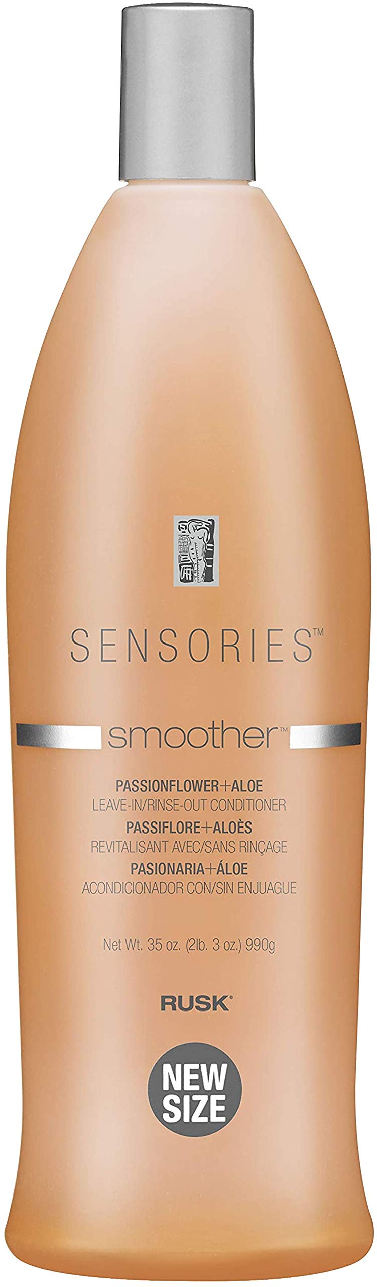 Après-shampoing lissant sans rinçage RUSK Sensories Smoother à la passiflore et à l'aloès, apporte brillance et corps, 35 oz