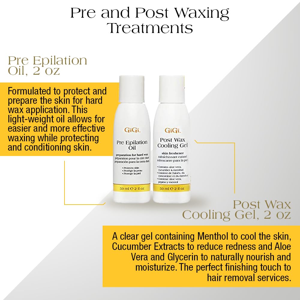 Gigi 女士巴西式脱毛套装 - 脱毛蜡套装，含蜡加热器、硬蜡、脱毛前后护理和涂抹棒 - 适用于比基尼和私密部位
