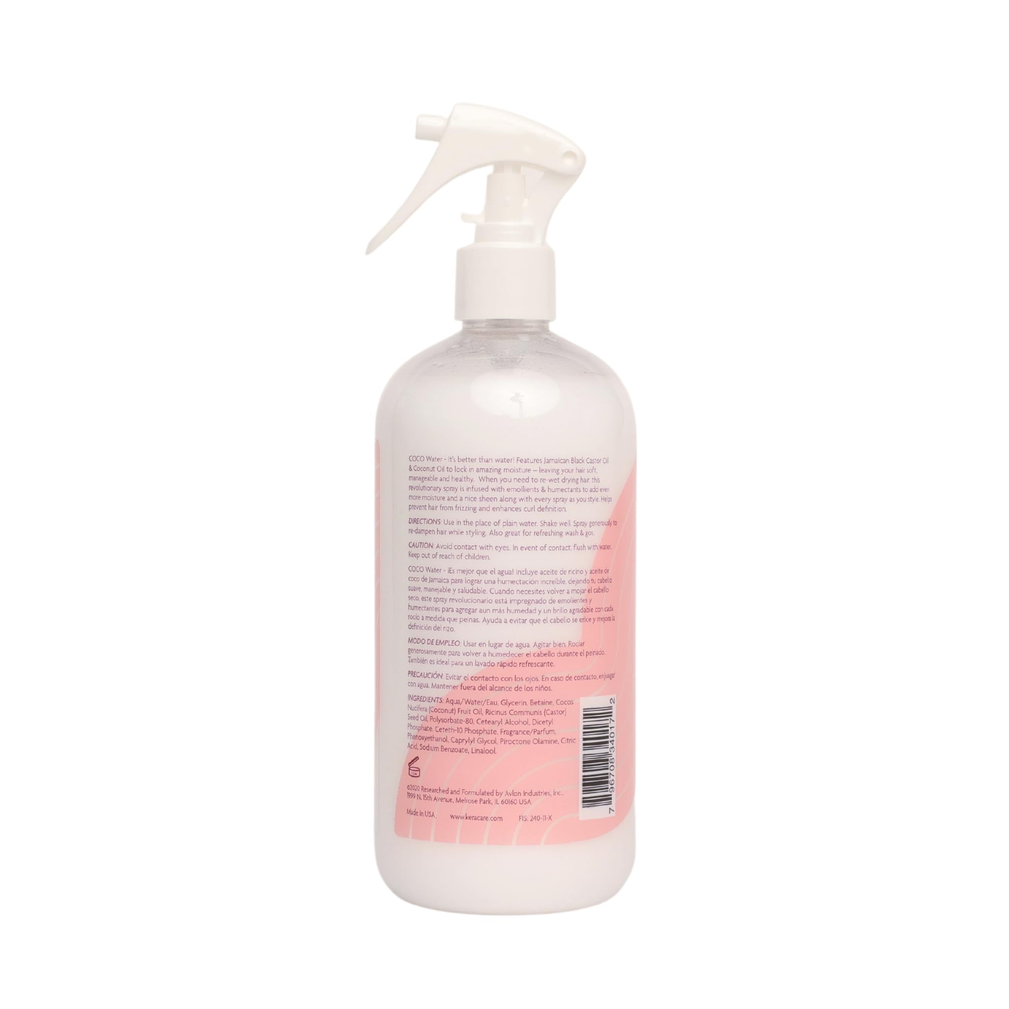 KeraCare Coconut Water - 16 oz - Light Hair Refresher Spray - Moisturizing and Hydrating - with Jamaican Black Castor Oil and Coconut Oil