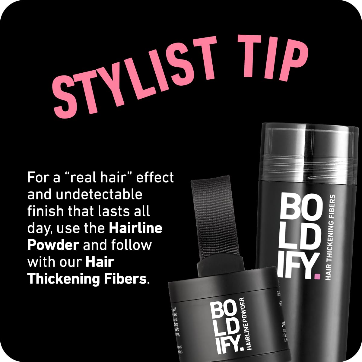 Black BOLDIFY Hairline Powder - Water-Resistant Root Touch Up Hair Color for Gray Coverage - 24-Hour Stain-Proof, Mess-Free Hair Powder for Thinning Hair - Medium Brown