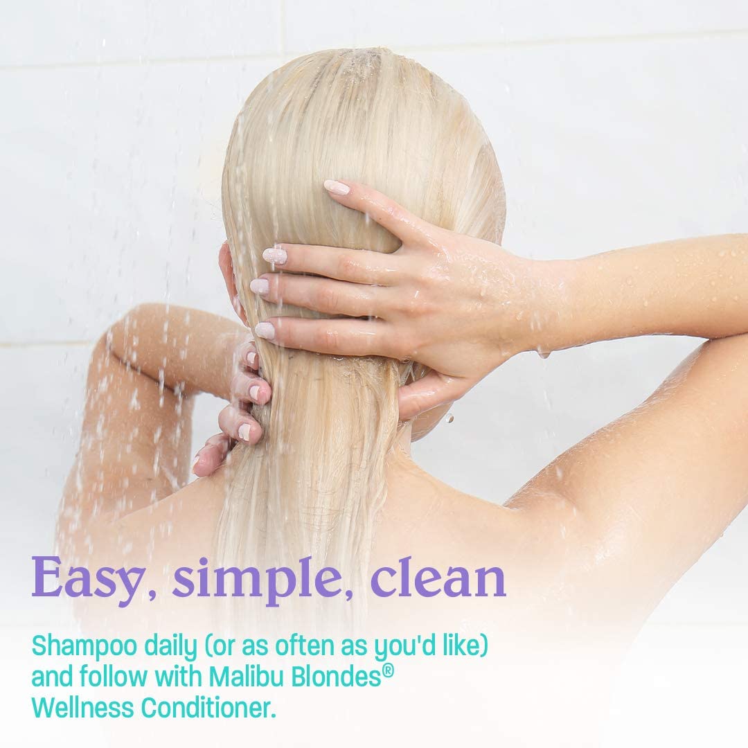 Lavender Malibu C Blondes Enhancing Shampoo - Sulfate-Free Purple Shampoo for Blondes - Helps Preserve Highlights & Remove Brassiness - Moisturizing & Revitalizing Hair Care (33.8 oz)