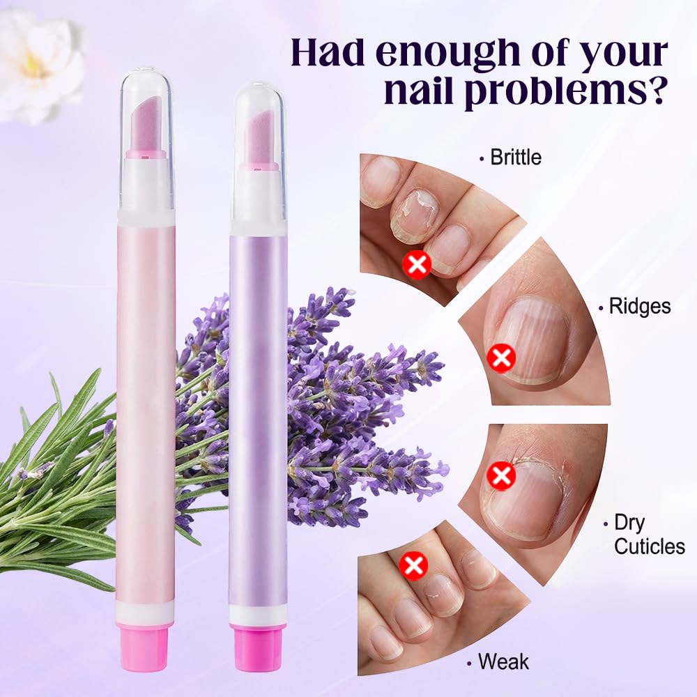 White Smoke Jurfest 2-In-1 Cuticle Oil Pusher Pen,Ceramic Cuticle Remover, Portable Nail Oil Pen, Moisturizing Supports a strong look For Nail Salon, Gentle Hangnail Remover For Women (Lavender scent)