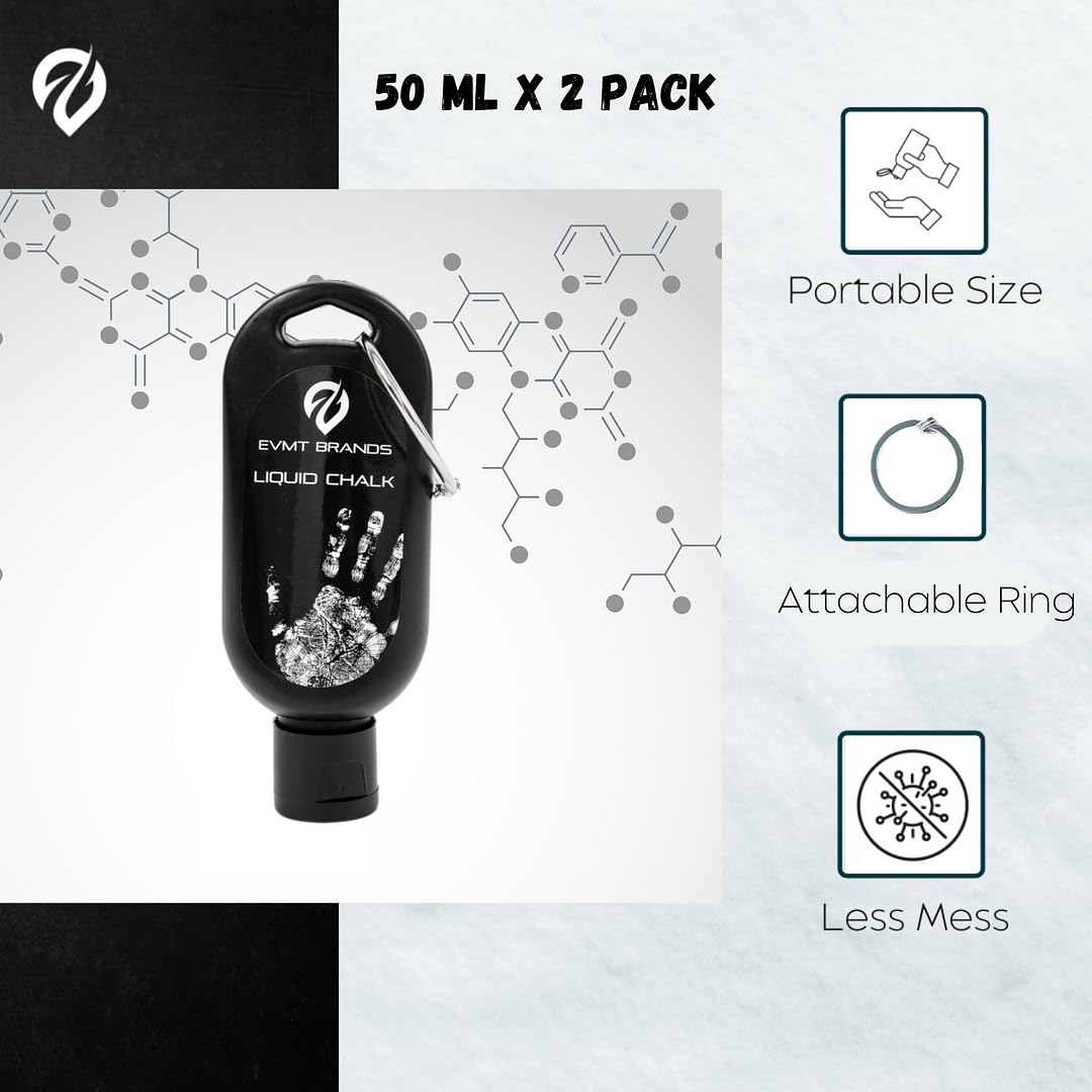 EVMT Brands Liquid Chalk, Mess-Free Gym Chalk for Weightlifting, Gymnastics, Rock Climbing, Dancing. Sweat-Resistant and Long Lasting for Stronger Grip. Lifting Chalk, Rock Climbing Chalk.