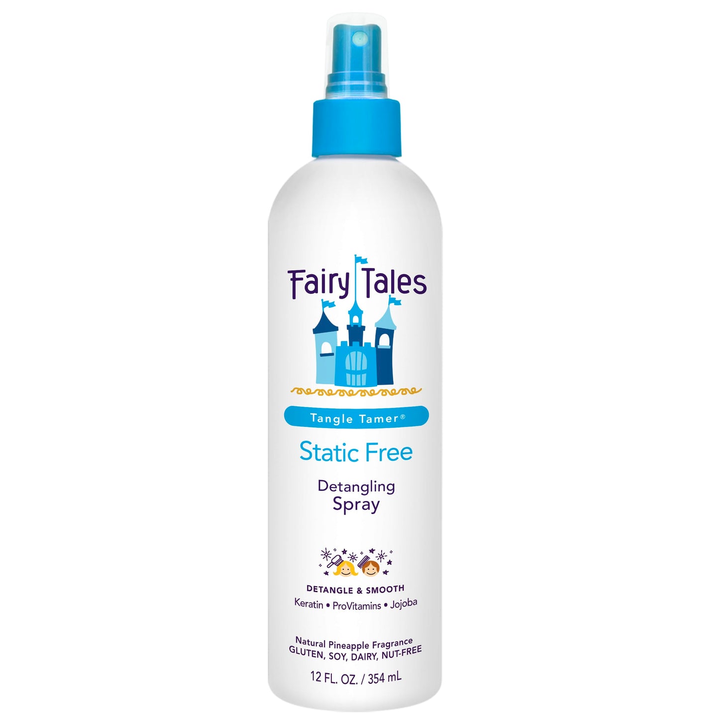 Fairy Tales Tangle Tamer Static Free Detangling Spray - Detangler Spray for Kids - Paraben Free, Sulfate Free, Gluten Free, Nut Free - 12 oz