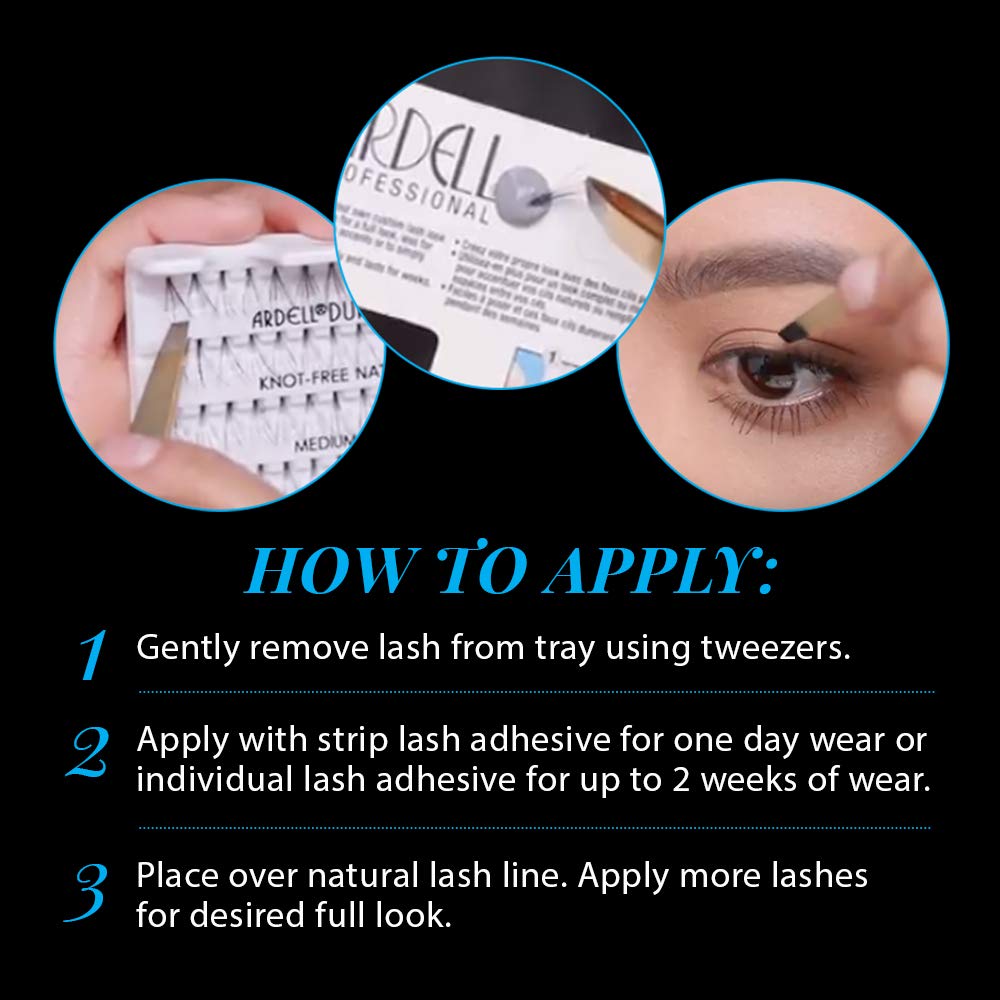 Ardell Individual False Eye Lashes - Short, Black, Natural Look DIY Lash Clusters, Easy Application for Eyelash Extension Effect, 4 Pack