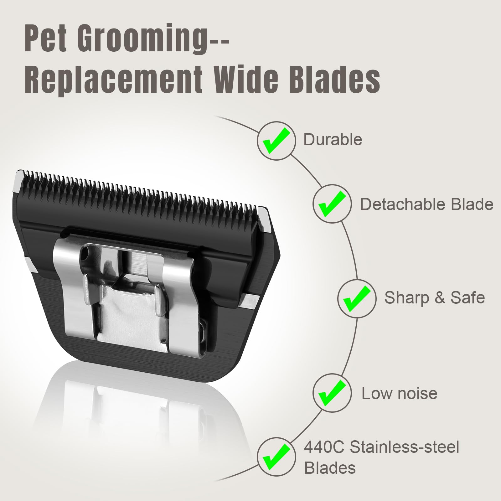 DODAER 30W+10W+7FW+5FW+4FW Wide Blades for Dog Grooming,Compatible with Andis,Oster A5,Wahl km10 Clippers,Cutting Length 1/50" to 3/8",5 Pack(Black)