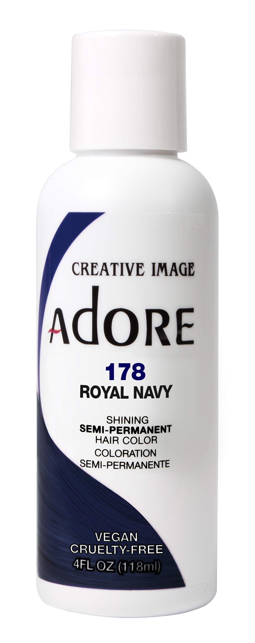 Adore Semi Permanent Hair Color - Vegan and Cruelty-Free Hair Dye - 4 Fl Oz - 178 Royal Navy (Pack of 1)