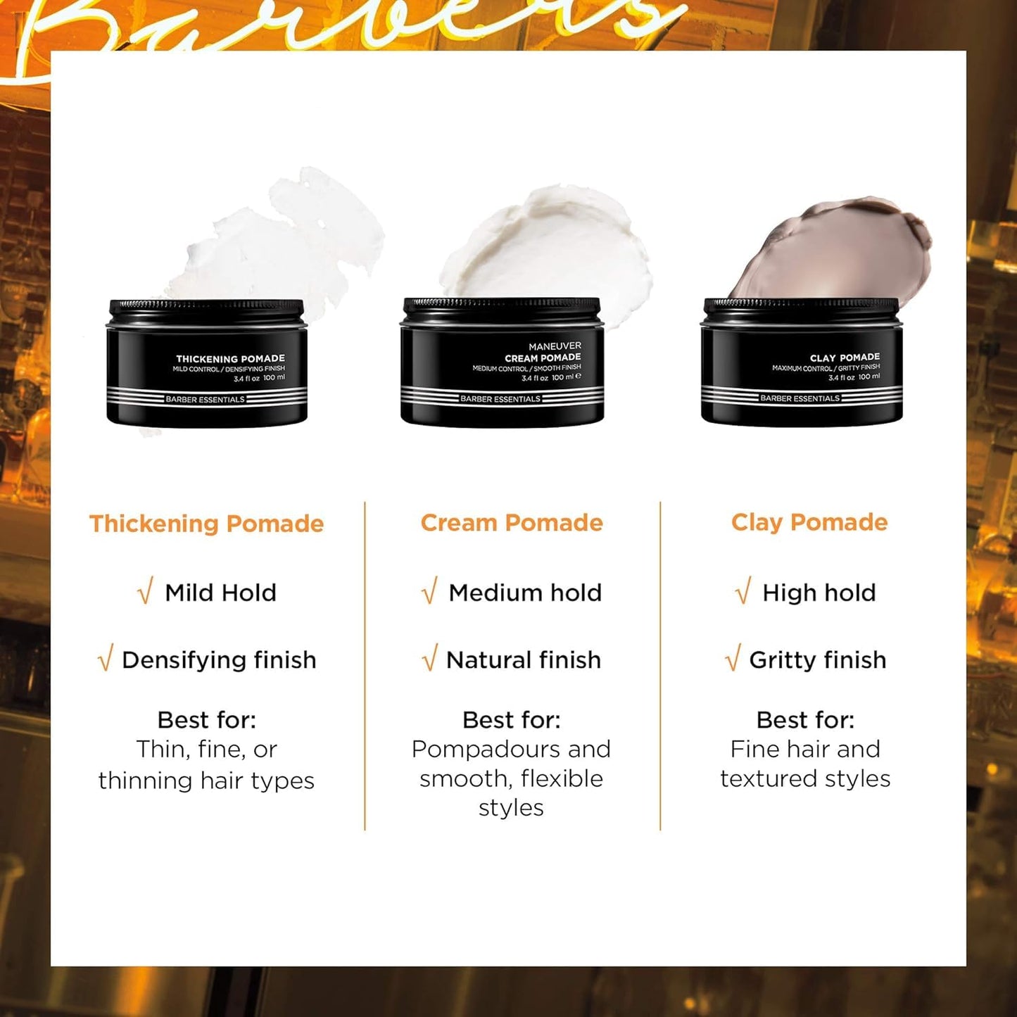 Redken Brews Cream Pomade For Men - Provides Medium Hold With Natural and Smooth Finish With Low Shine, For All Hair Types