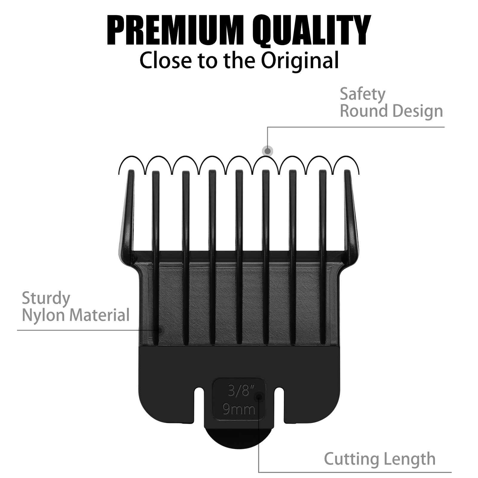 White Smoke 5 Pack T Outliners Guards Fit for Andis T Outliner Trimmer, Replacement Trimmer Guards Cutting Lengths from 1/32"-3/8" Inch Fit Andis T Outliner #04710#04521 Blade Snap-on Attachment Combs Set, Black