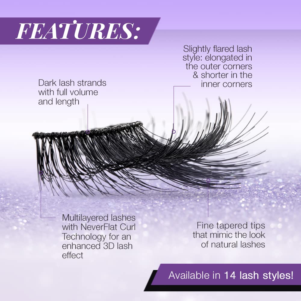 Ardell Mega Volume Eyelashes 263 – Double Up Lashes, Feathery Soft for Dramatic Eye Look, 1 Pair