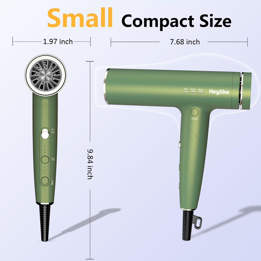 High Speed Plasma Ion Hair Dryer with Diffuser, Professional Blow Dryer 130000 RPM Brushless Motor for Fast Drying,1500W 3Temps/3Speeds Thermo-Control Lightweight Hairdryer for Women Home Travel Salon