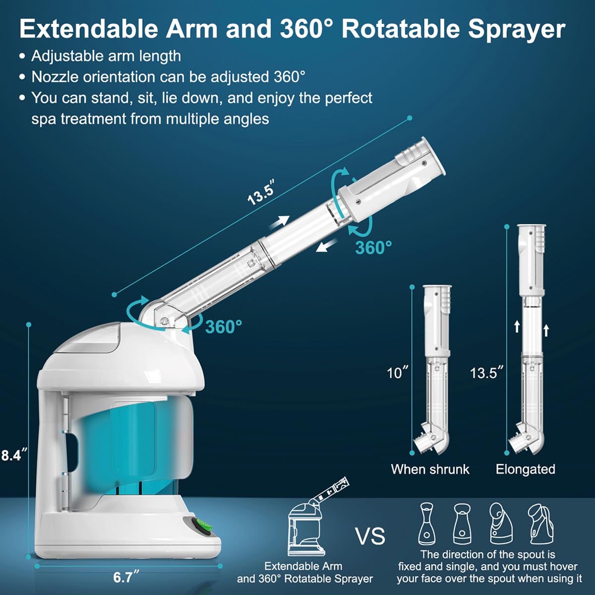 Facial Steamer - DENFANY Nano Ionic Face Steamer with Extendable 360 ...