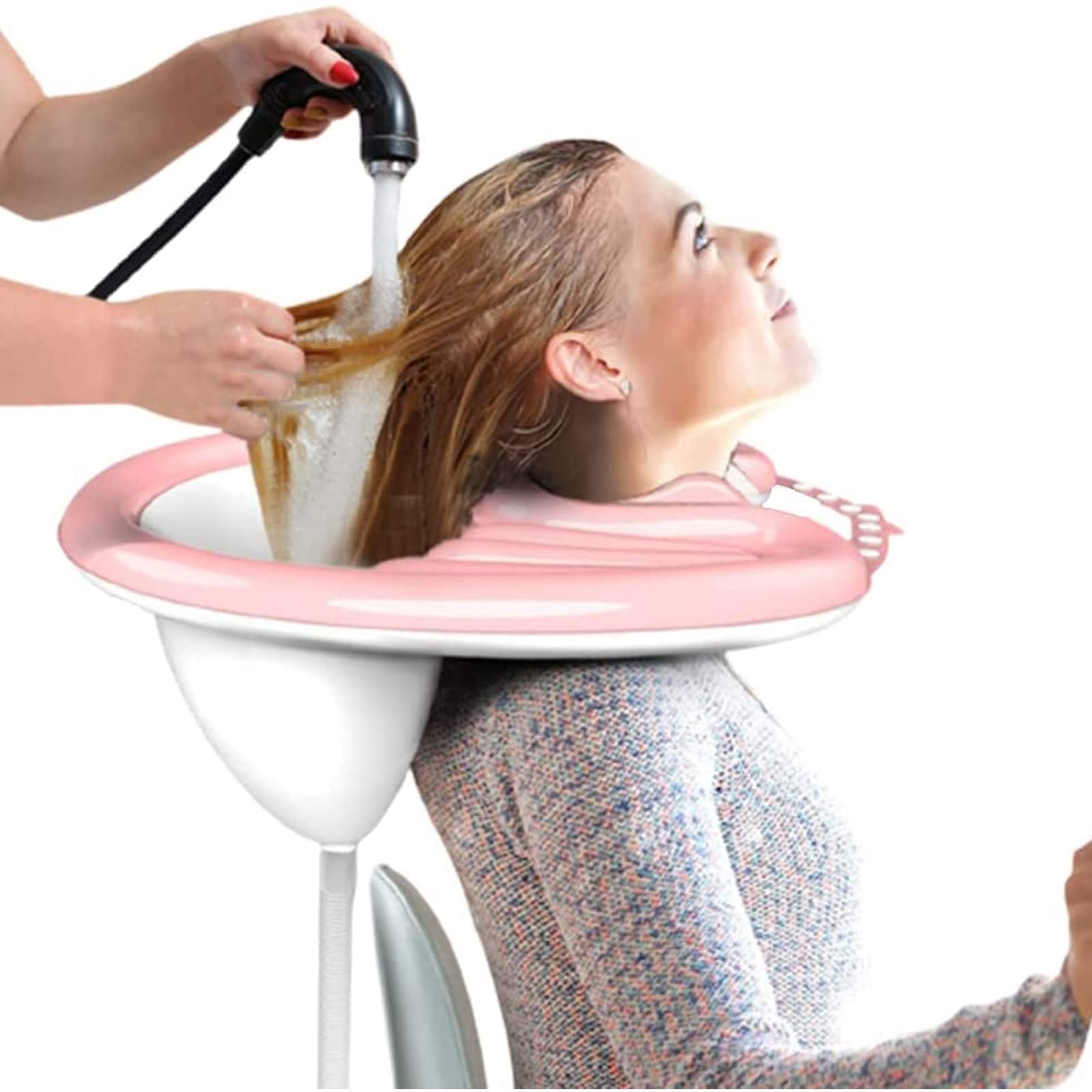 White Smoke Portable Inflatable Shampoo Basin for Bedridden, Handicapped, Seniors - With Air Pump, Hair Washing Tray for Home, Hospitals, Salons